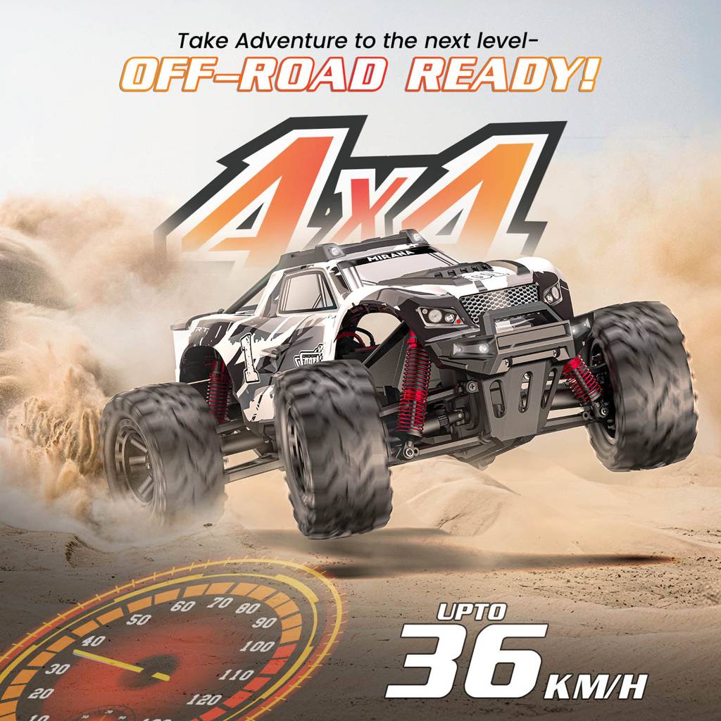 Rechargeable Spectre RC monster truck with extended playtime battery.