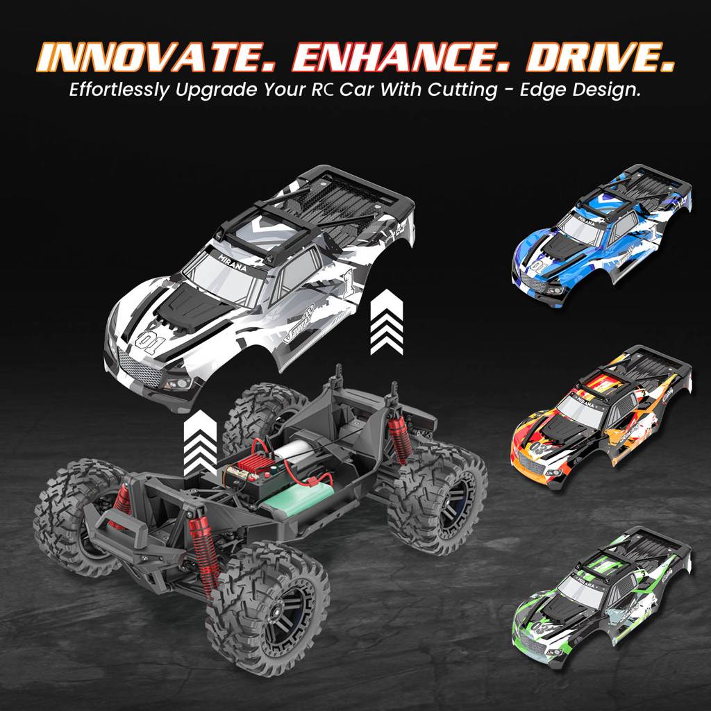 RC monster truck with 100 meter remote control range for racing and outdoor play.