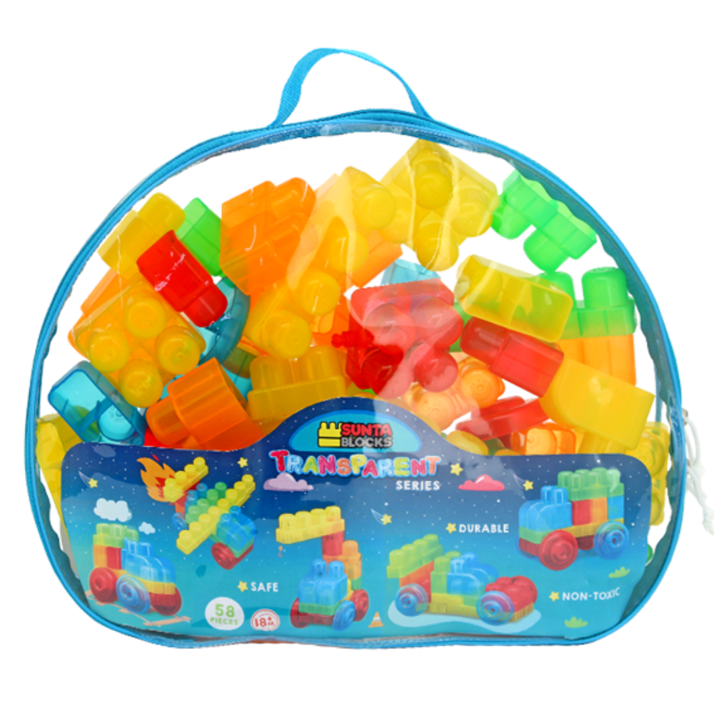 Sunta Transparent Building Blocks Set 58 Pieces for Kids