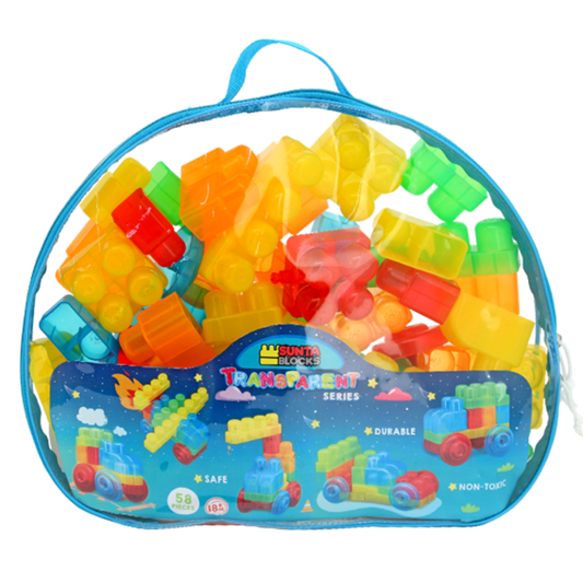 Sunta Transparent Building Blocks Set 58 Pieces for Kids