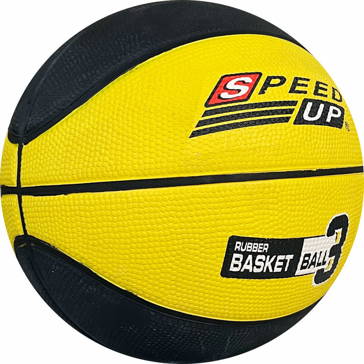 Durable rubber basketball with textured surface for outdoor play