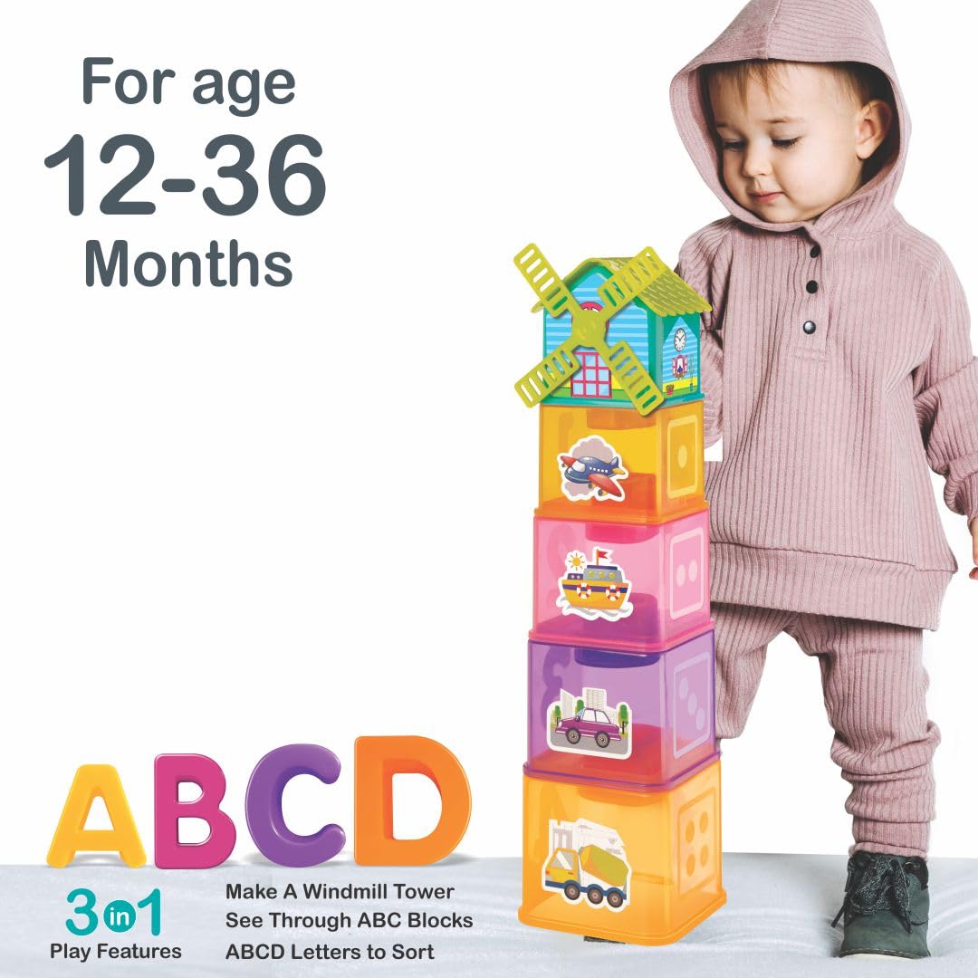 ABCD letter sorting toy windmill tower toddler pre-literacy alphabet learning 12 months