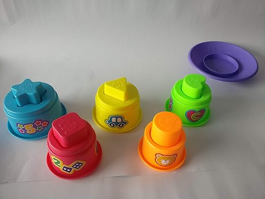 Rainbow stacking cups pyramid toy building fine motor skills balance and size awareness in toddlers