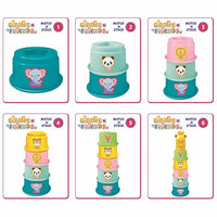 Colorful animal stacking cups educational toy for babies – Giraffe Tiger Lion Bear Panda Mouse