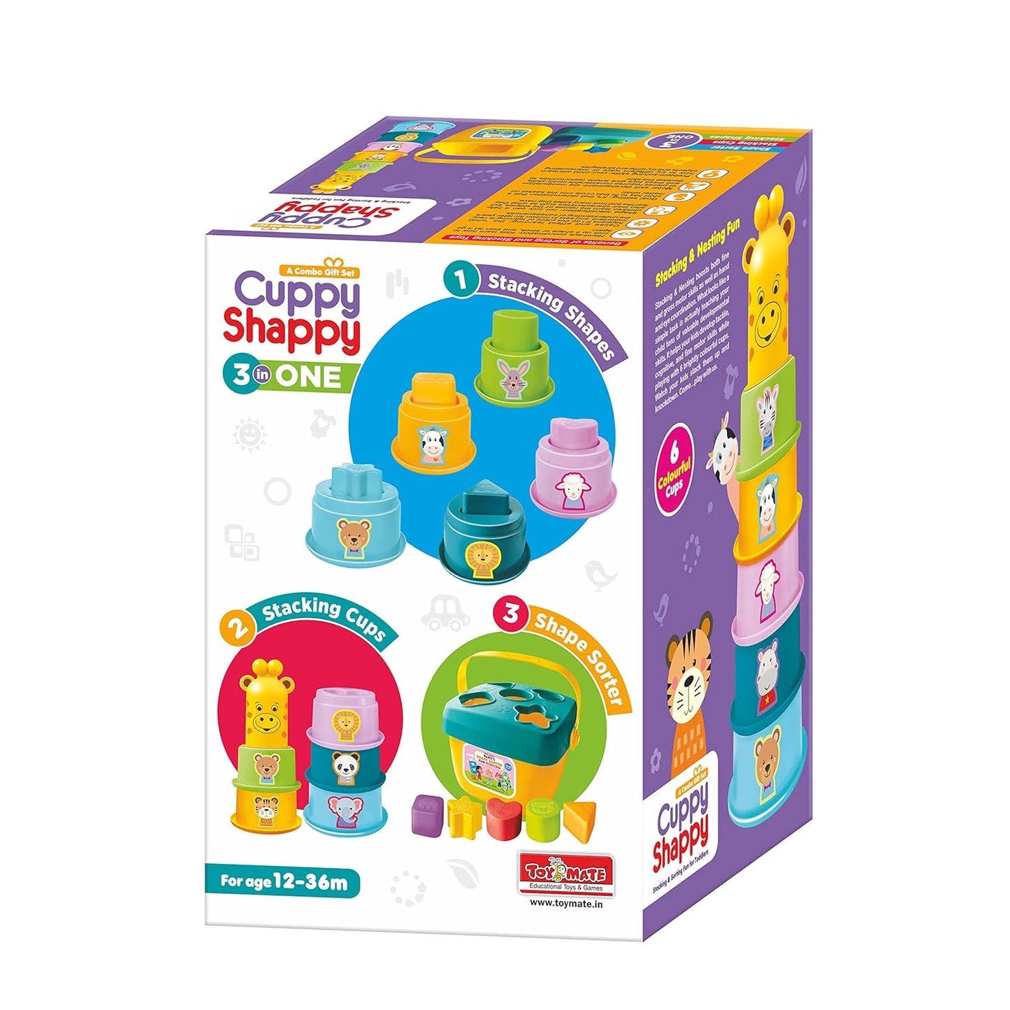 6 colourful animal stacking cups gift set for babies non-toxic safe toddler learning toy