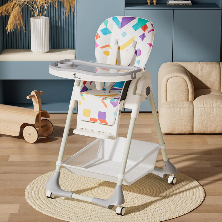 Front view of Marshmallow High Chair showing 7-level height adjustment