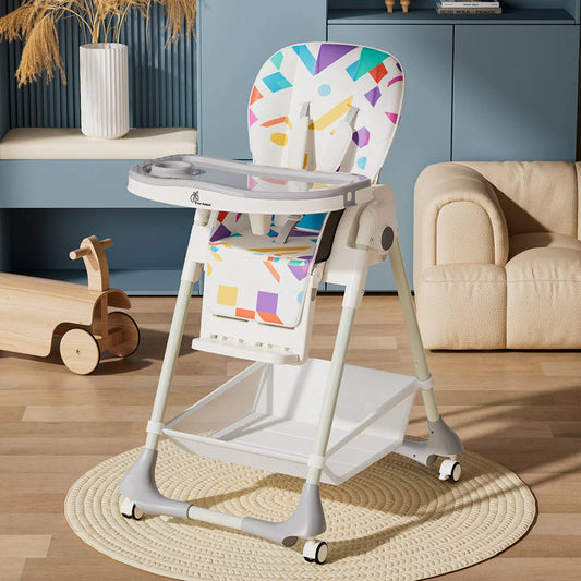 Front view of Marshmallow High Chair showing 7-level height adjustment