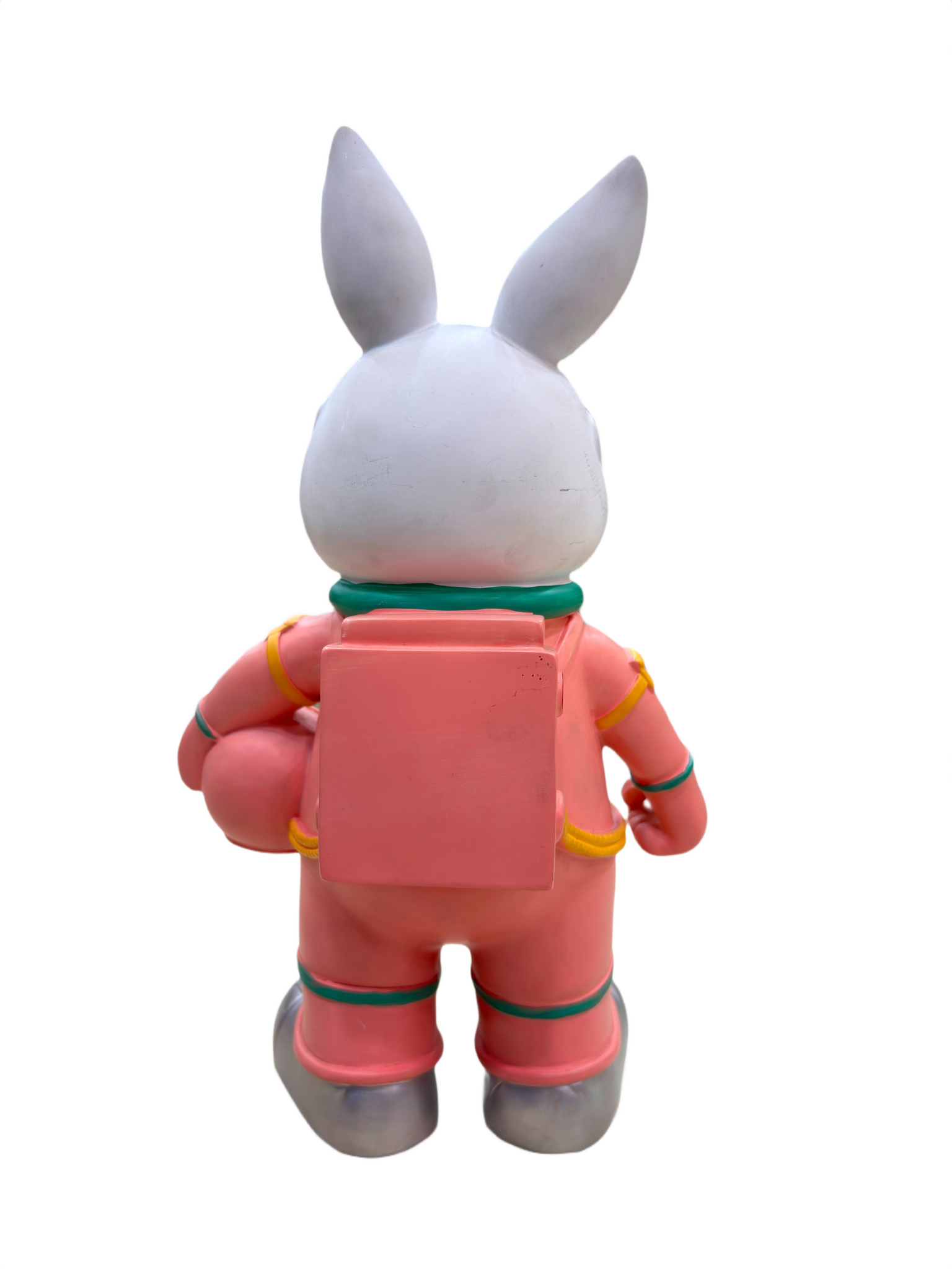 Back view of Astronaut Bunny designer toy showing detailed space suit and silver boots
