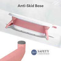 Safe baby bath tub with anti-slip base and foldable frame