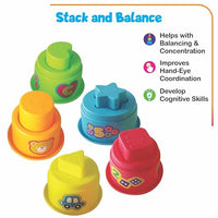 Toddler learning toy set with stacking cups hammer ball number eggs and spiral rolling tower