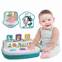 Baby playing with Press-N-Pop jungle animal game screen-free toddler activity toy india