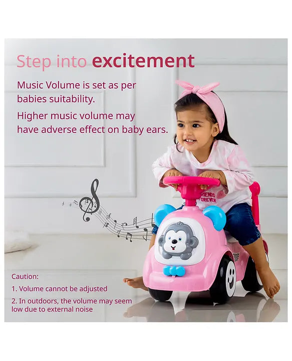 Durable toddler ride-on toy with large stable wheels.