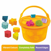 10 brightly coloured geometric shape and number pieces for toddler shape sorting learning