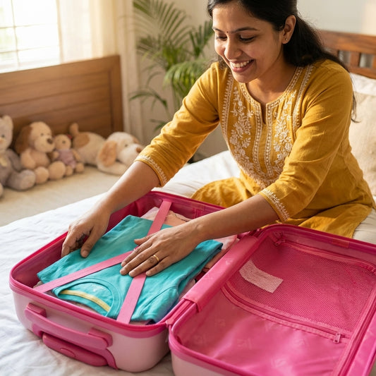 Retractable telescopic handle on Mickey Minnie kids trolley 