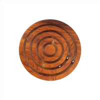 Close-up of Wooden Ball-in-Maze Puzzle showing smooth polished finish