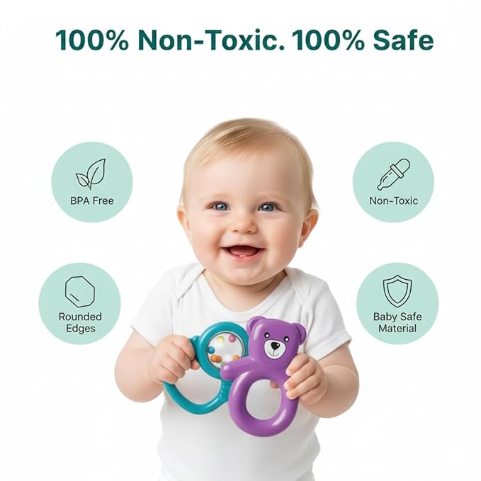 Best baby shower gift newborn rattle teether set 4 pieces Toy Mate india
