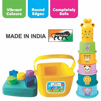 100% non-toxic round edge stacking cups shape sorter gift set for 1 year old baby