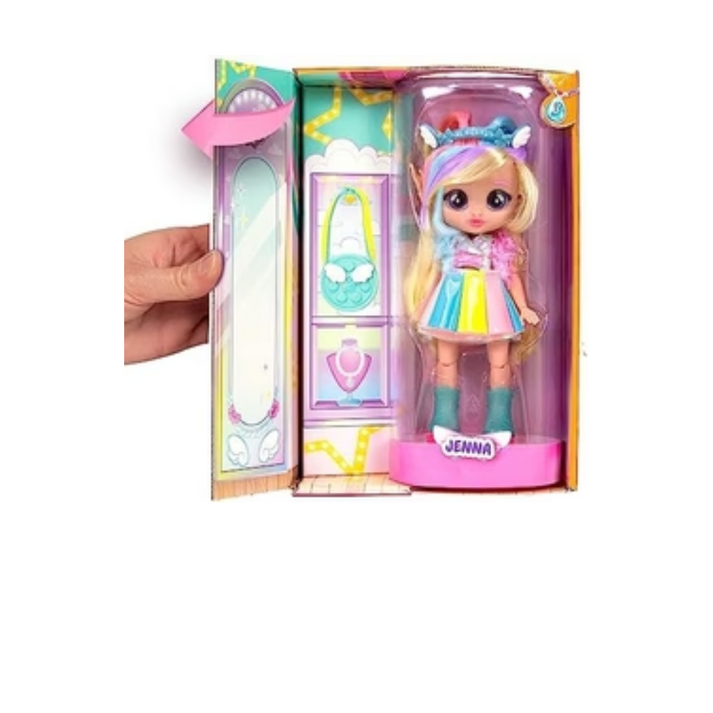 Jenna Doll with long pastel rainbow hair for styling and play