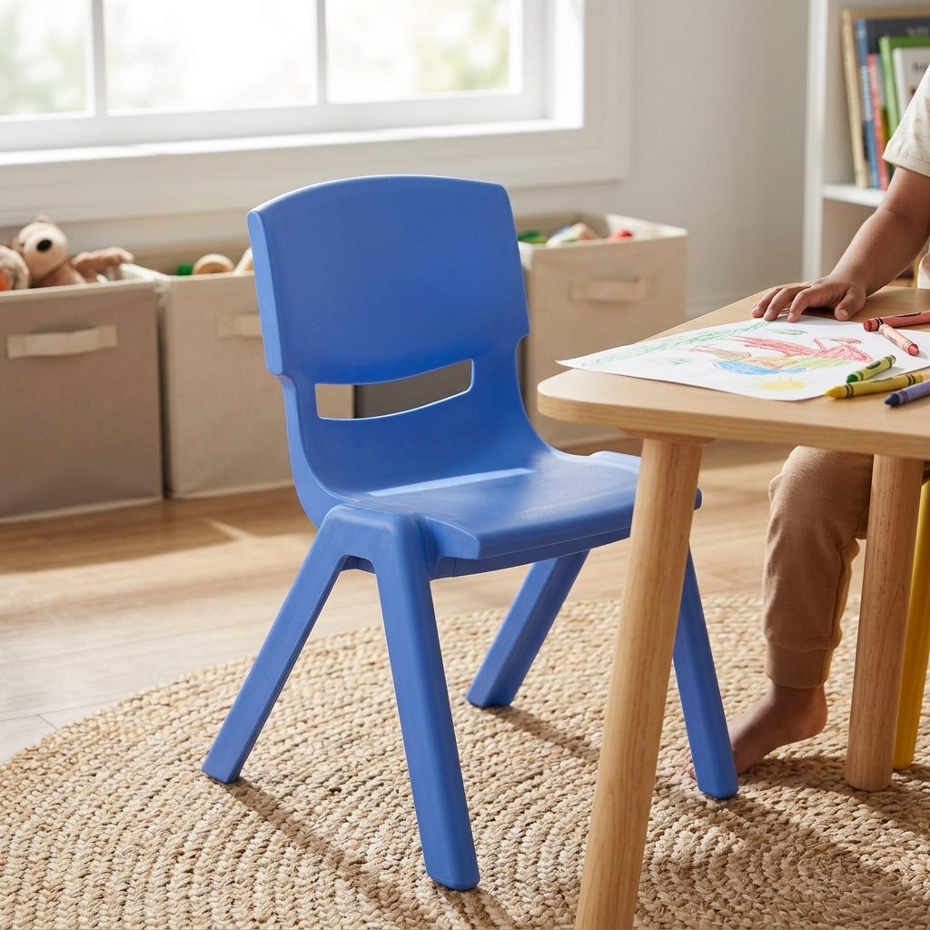 blue kids plastic chair big size ergonomic children chair