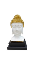 White and golden Gautam Buddha idol made of premium Polly stone for home decor, meditation space, and gifting