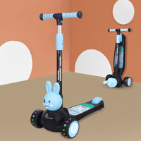 Black and Blue bunny scooter for kids with cute 3D bunny front