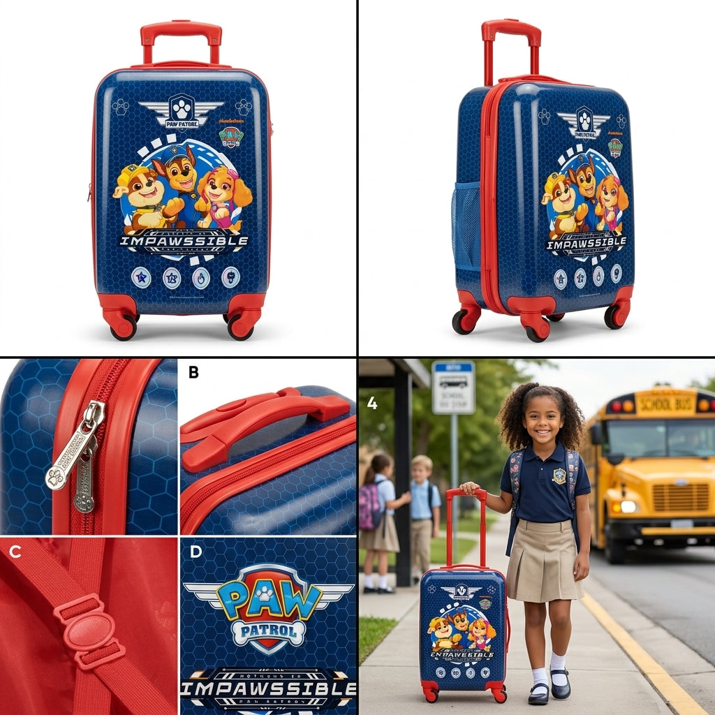cartoon kids cabin suitcase blue red travel bag