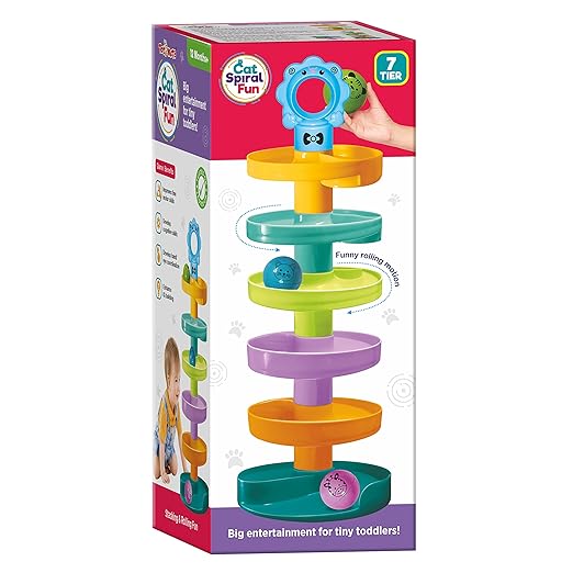 Cat Spiral Fun 7-tier rolling ball tower stacking toy for toddlers 12 months and above