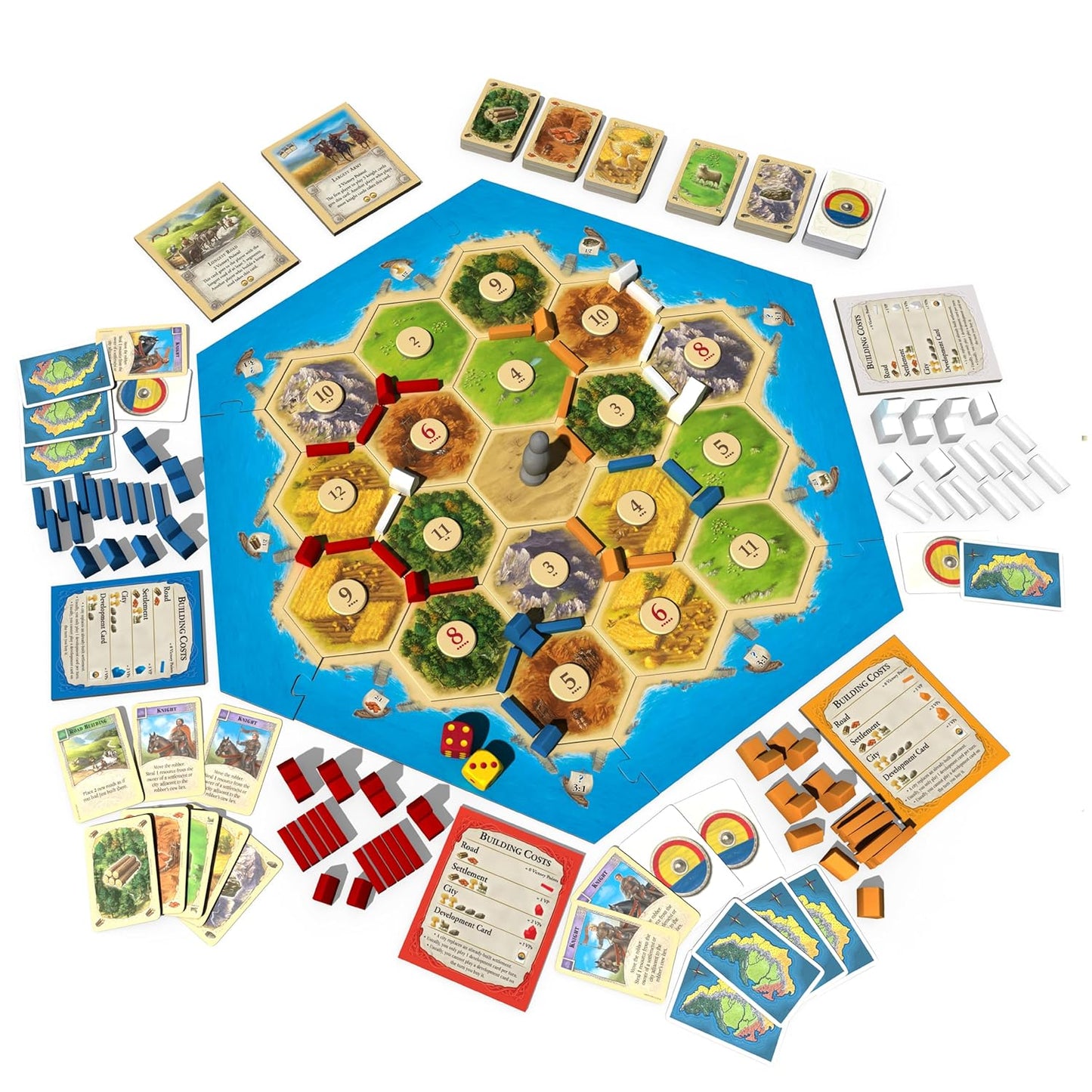 Catan board game setup with tiles and settlements