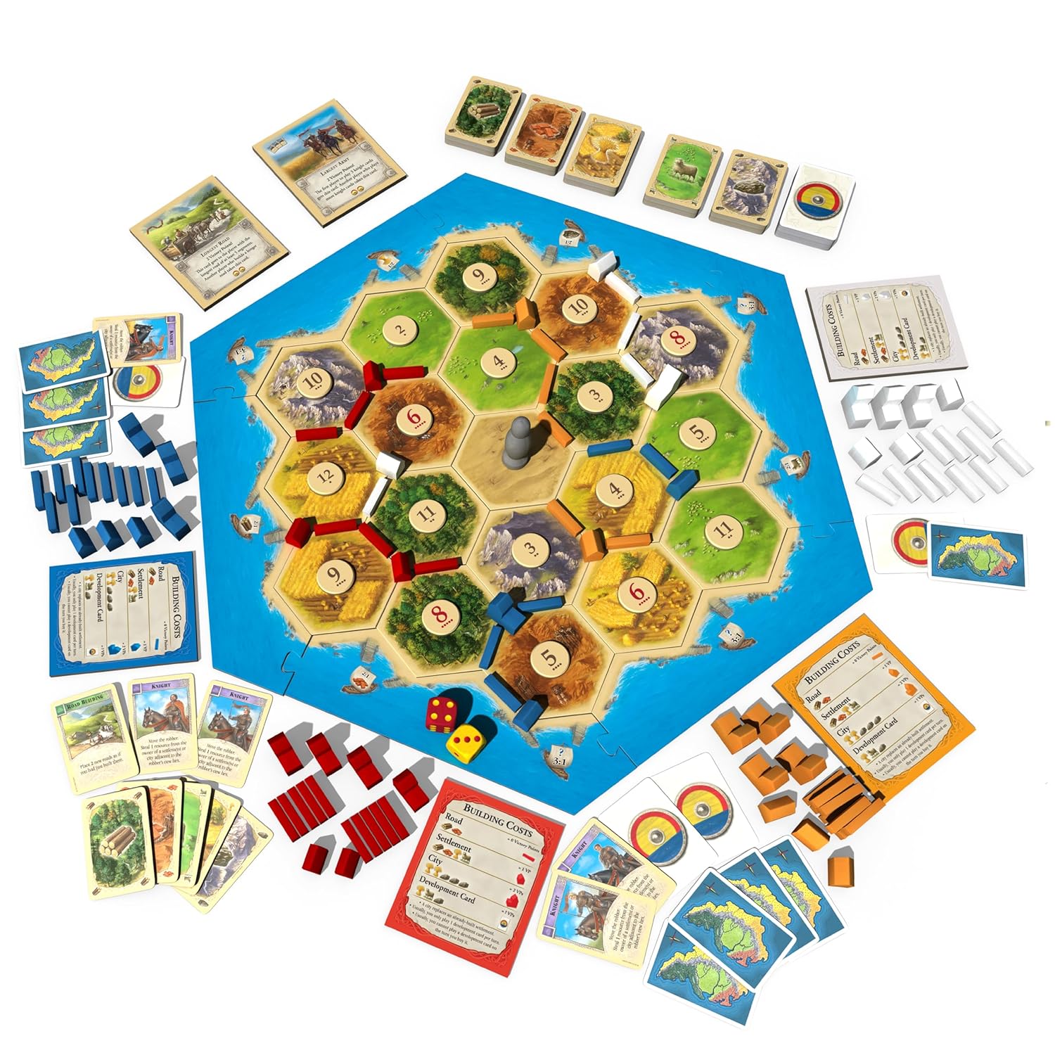 Catan board game setup with tiles and settlements