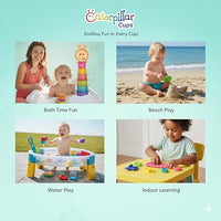 ToyMate Caterpillar Cups stack float and catch bath play toy for babies 12 months