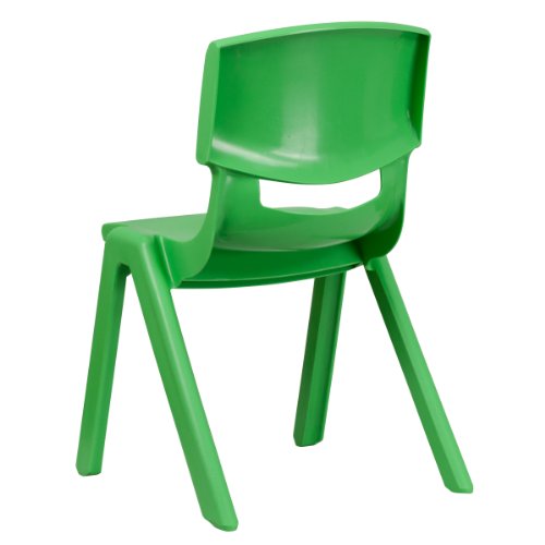 Bright green lightweight stackable children's plastic chair side view