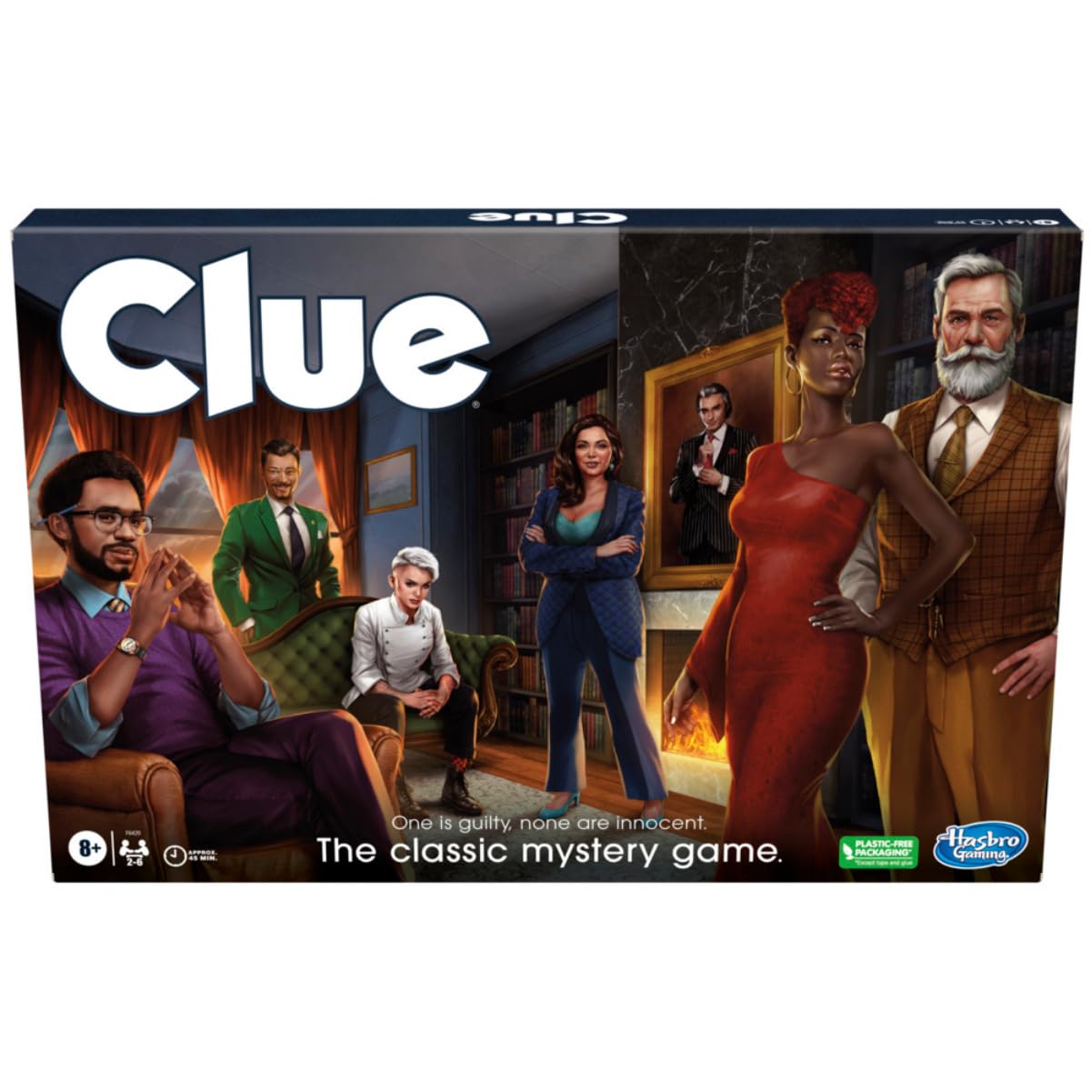 Hasbro Clue Board Game box featuring reimagined artwork