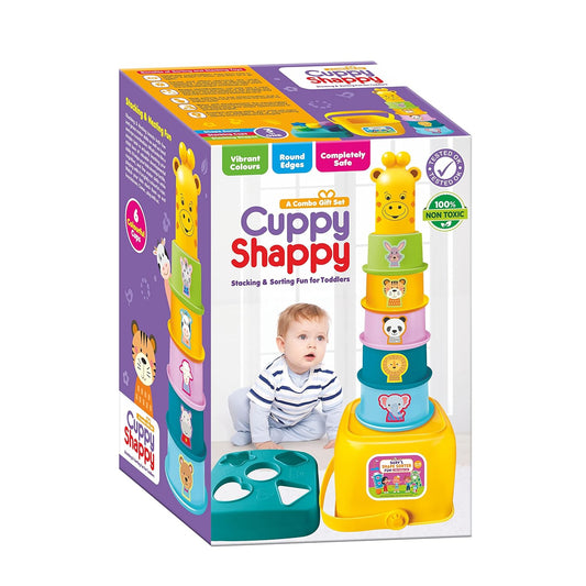 Cuppy Shappy stacking cups and shape sorter educational toy set for toddlers 12 to 36 months
