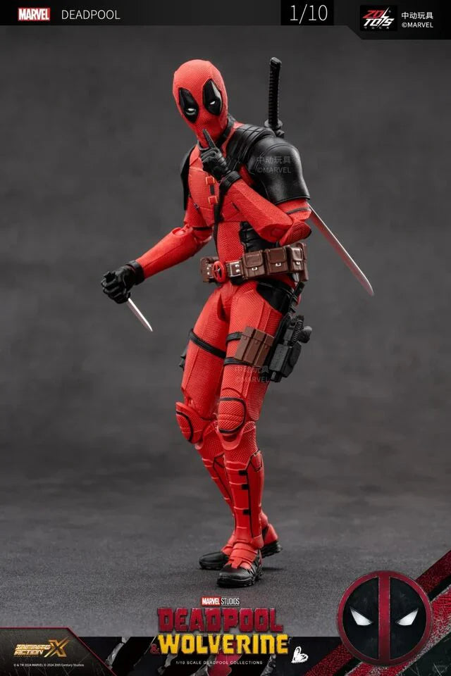 Deadpool 1/10 Scale Collectible Figure Front View with Katanas