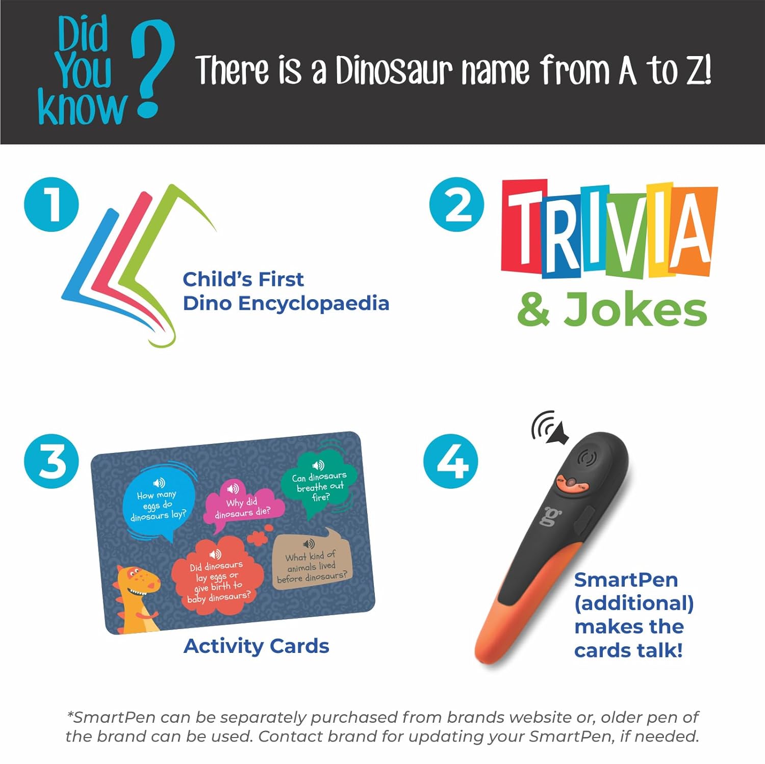 Dinosaur Learning Toy and Flash Cards for Preschoolers