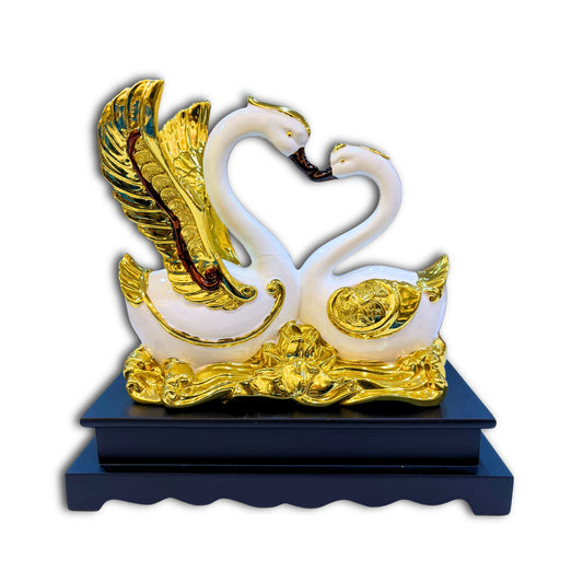 Golden Swan Couple Statue made of premium resin for home décor and gifting