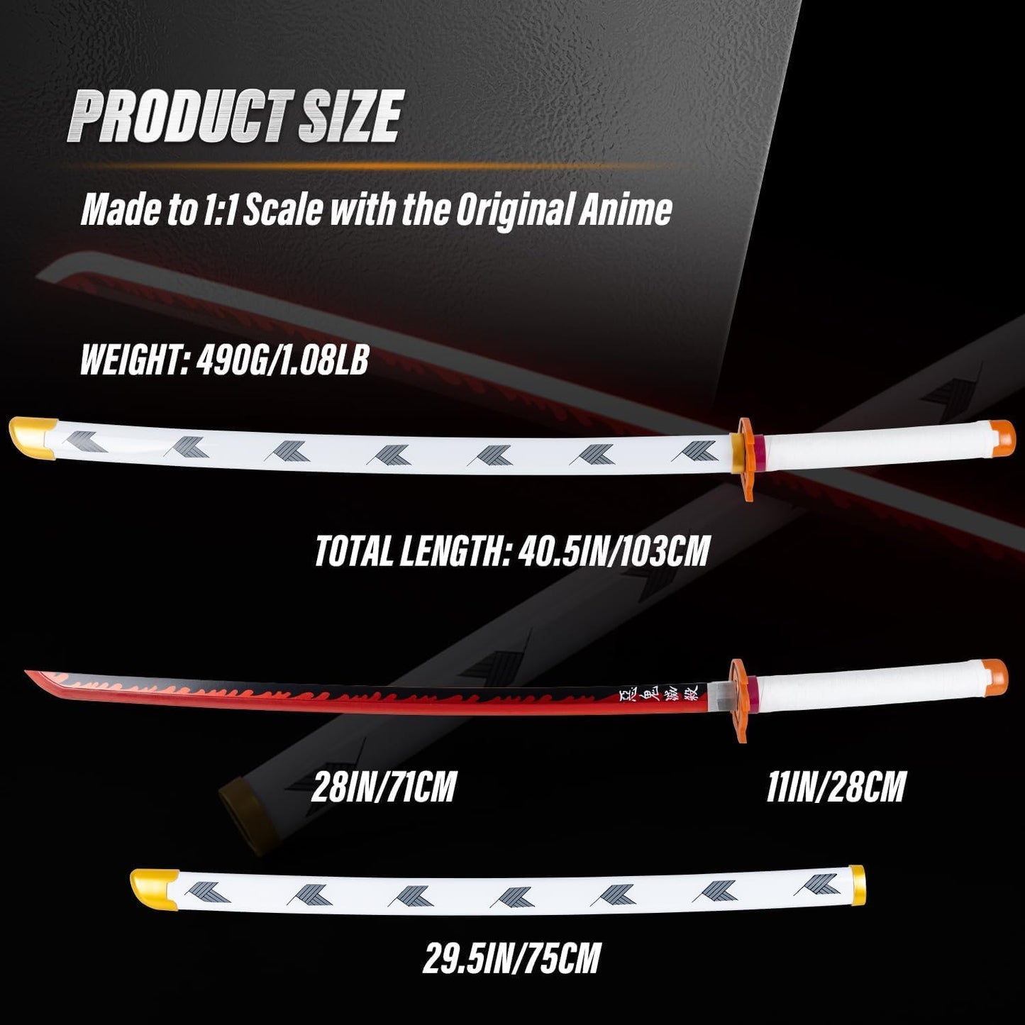 Flame Hashira collectible sword with neon LED lighting