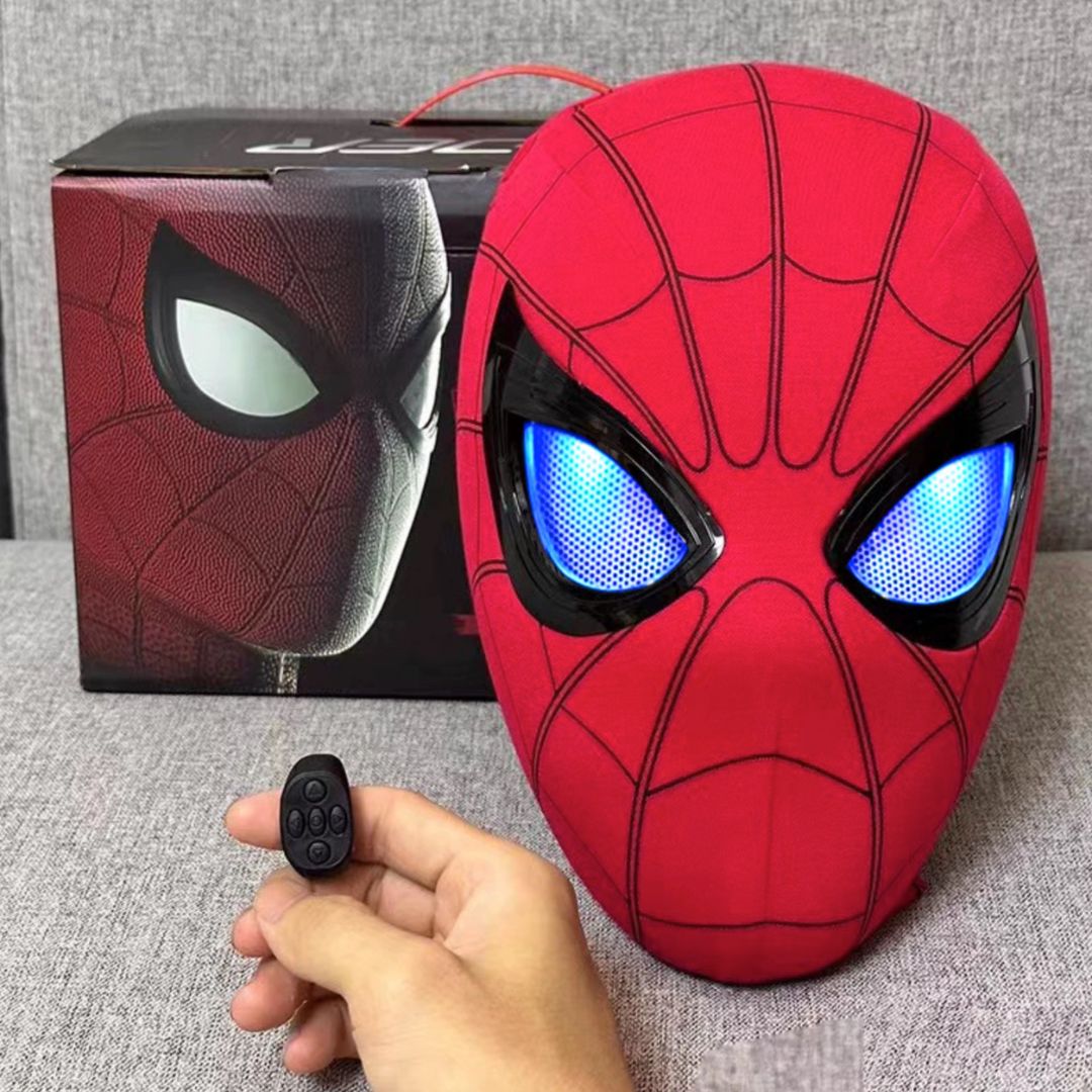 Flicker-Eye Spidey Mask – rechargeable Spider-Man cosplay mask with LED color-changing eyes”