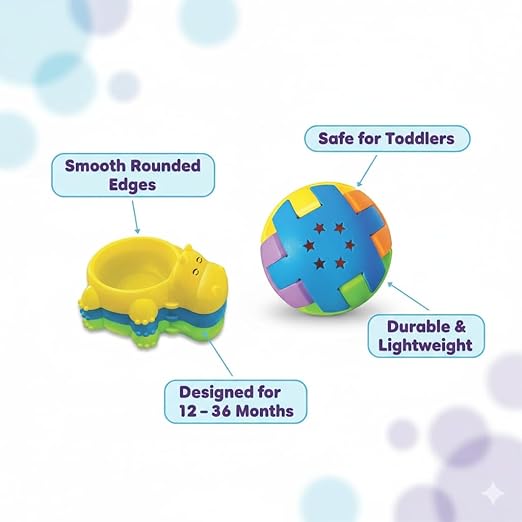 Floating hippo stacking bath toys yellow green blue baby bath time educational toy