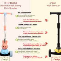 Foldable Road Runner Bunny scooter for toddlers with adjustable handlebar
