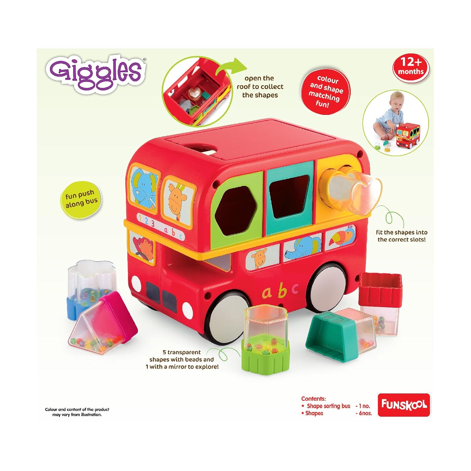 Funskool shape shorting bus colorful shape sorting for toddlers main image