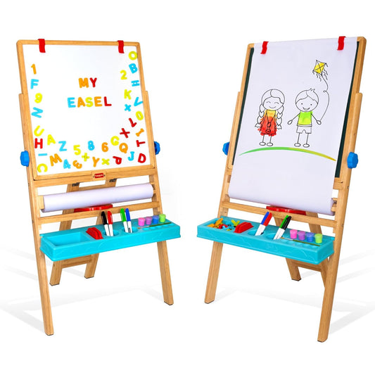 Giggles Funskool My First Easel 4-in-1 wooden double-sided magnetic board for kids"
