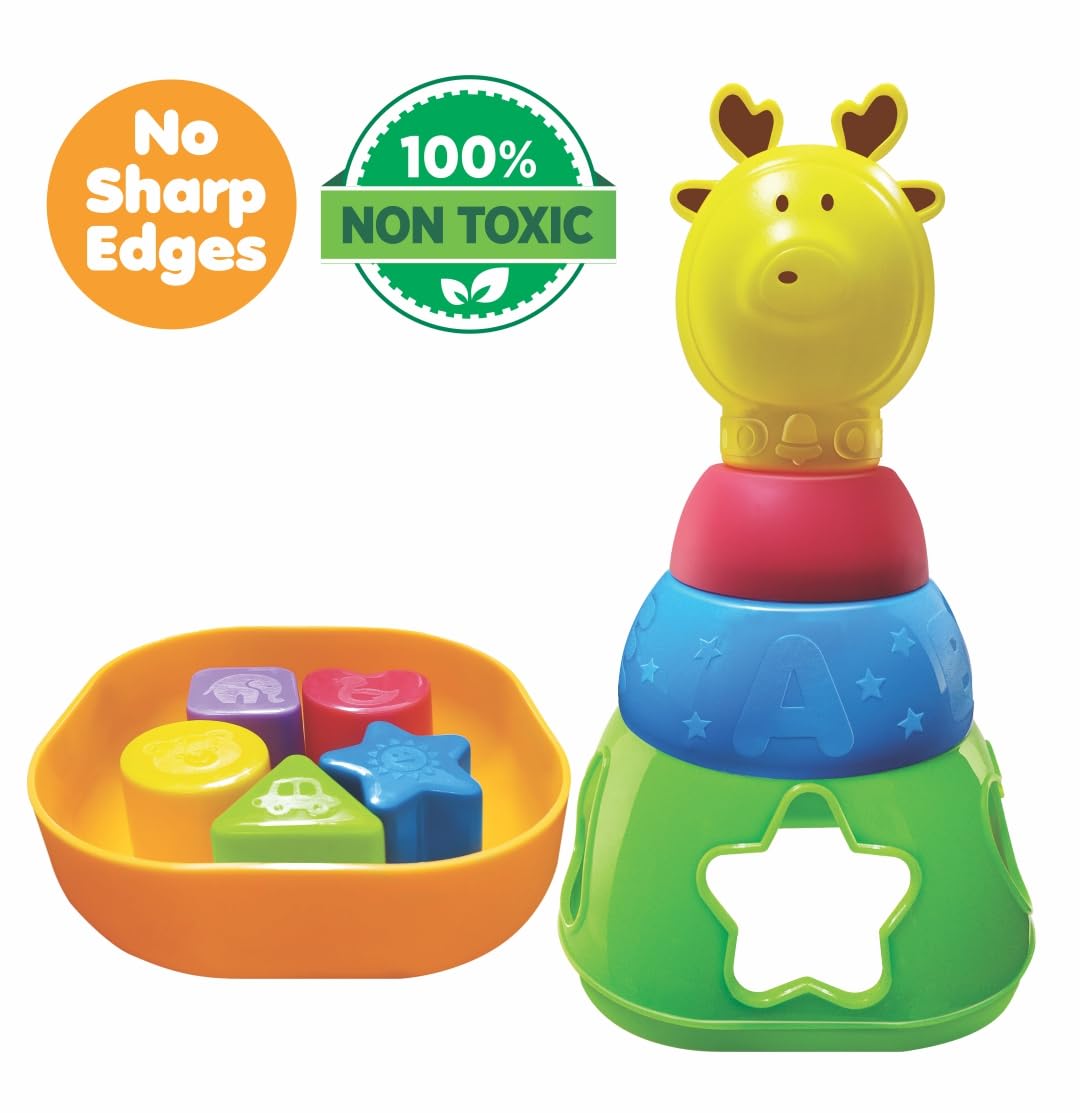 Giraffe stacking tower educational toy for baby 1 to 3 years colorful rings India