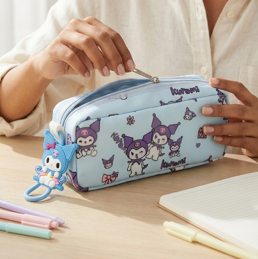 Sanrio Kuromi pencil pouch kids stationery organizer gift