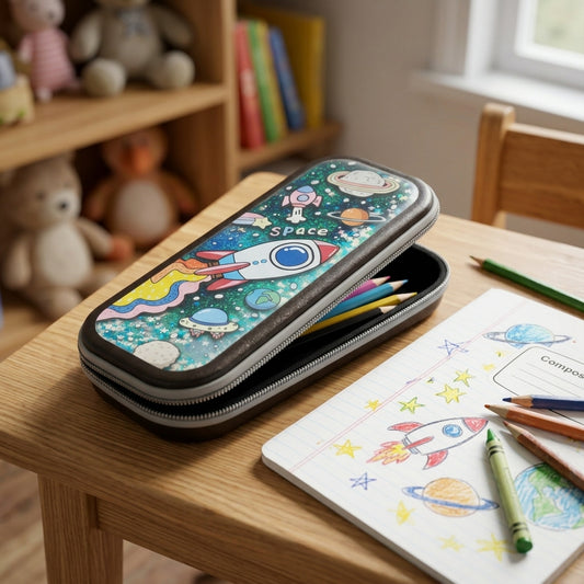 Cute rocket stationery organizer zipper pouch for school