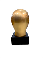Back view of Golden Abstract Face decorative statue in metallic finish