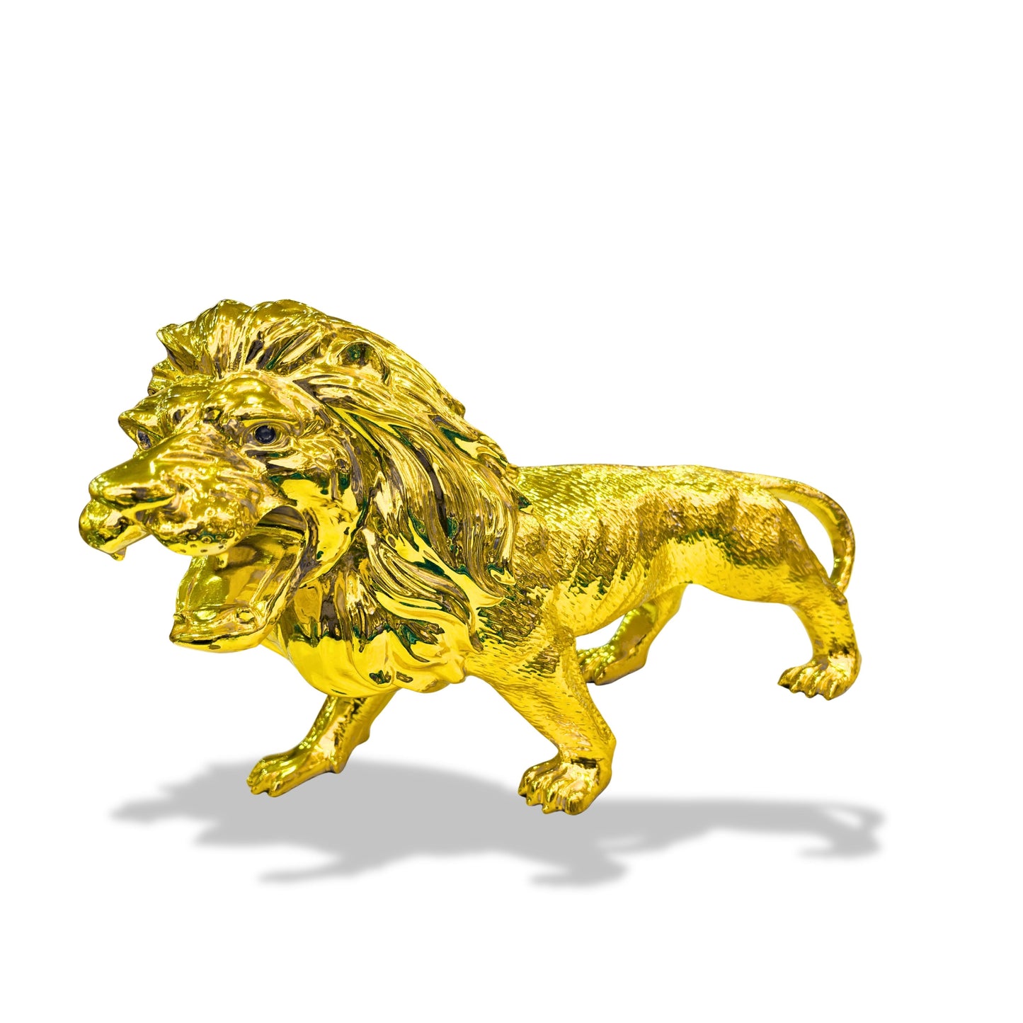 handcrafted golden polystone lion statue – elegant animal showpiece for home and office décor