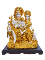 Golden Shiv Parivar Idol – Polystone Lord Shiva Family Statue for Home Mandir Decor