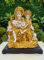 Golden Polystone Shiv Parivar Idol – Lord Shiva Family Statue for Home Mandir & Spiritual Gift