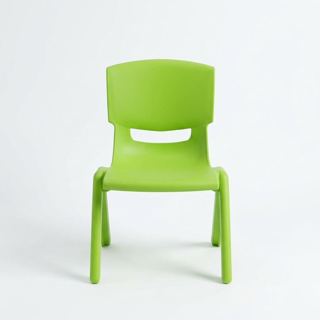 Green kids plastic chair lightweight stackable for toddlers and preschoolers